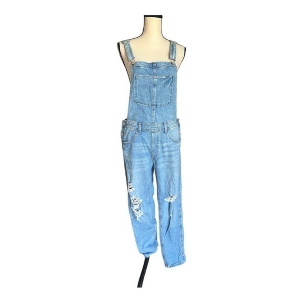 Vintage Blue Distressed Bib Overall Denim Jeans Size 6
